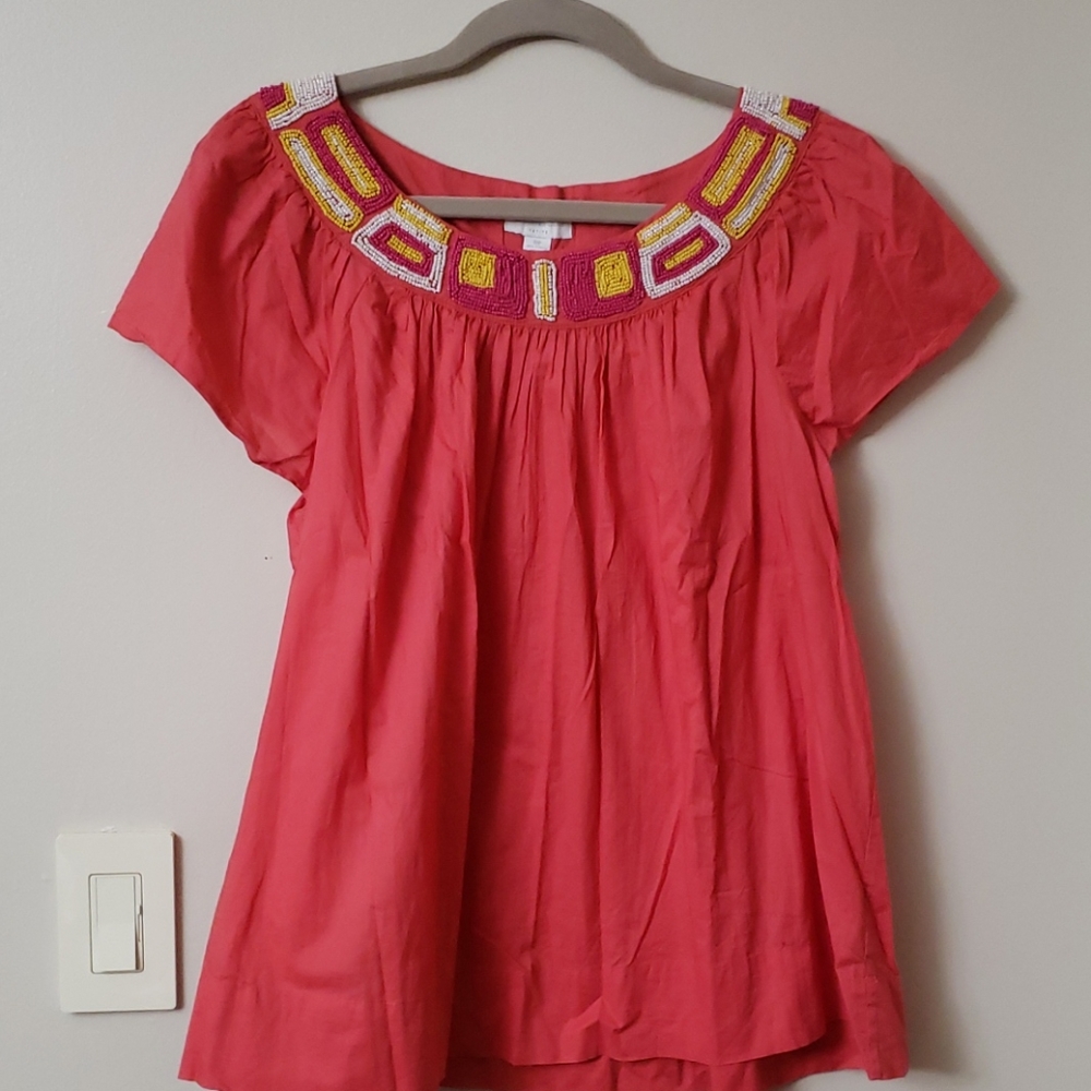 Charter club pink beaded blouse